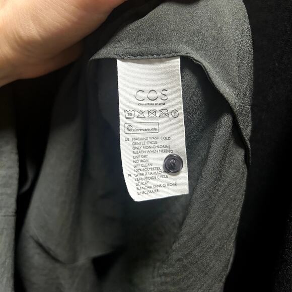 EUC COS Long Oversized Shirt Tunic Charcoal Gray Size 2 Minimalist High-Low Top - Picture 15 of 16